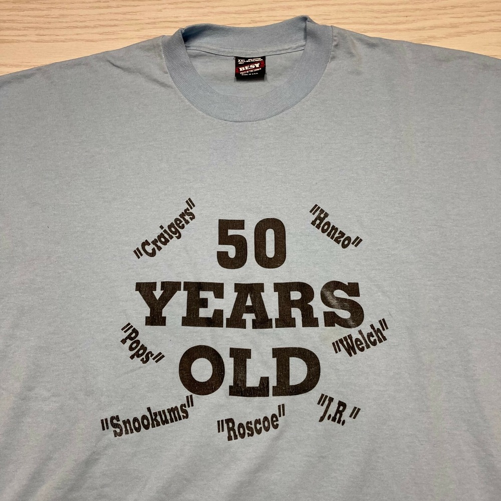 Vintage 50 Years Old T-Shirt Light Blue Size 2XL Funny Birthday Gag Made in USA - Picture 2 of 7